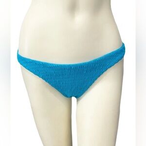Victoria’s Secret Smocked Bikini Bottom Blue Textured Swim | Size S